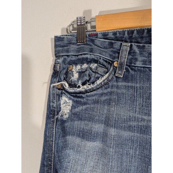 7 For All Mankind Womens Low Rise Destroyed Jeans Sz 28 Grunge Boho Festival - Picture 4 of 12